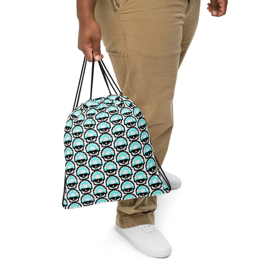 Teal Shroomate Drawstring Bag