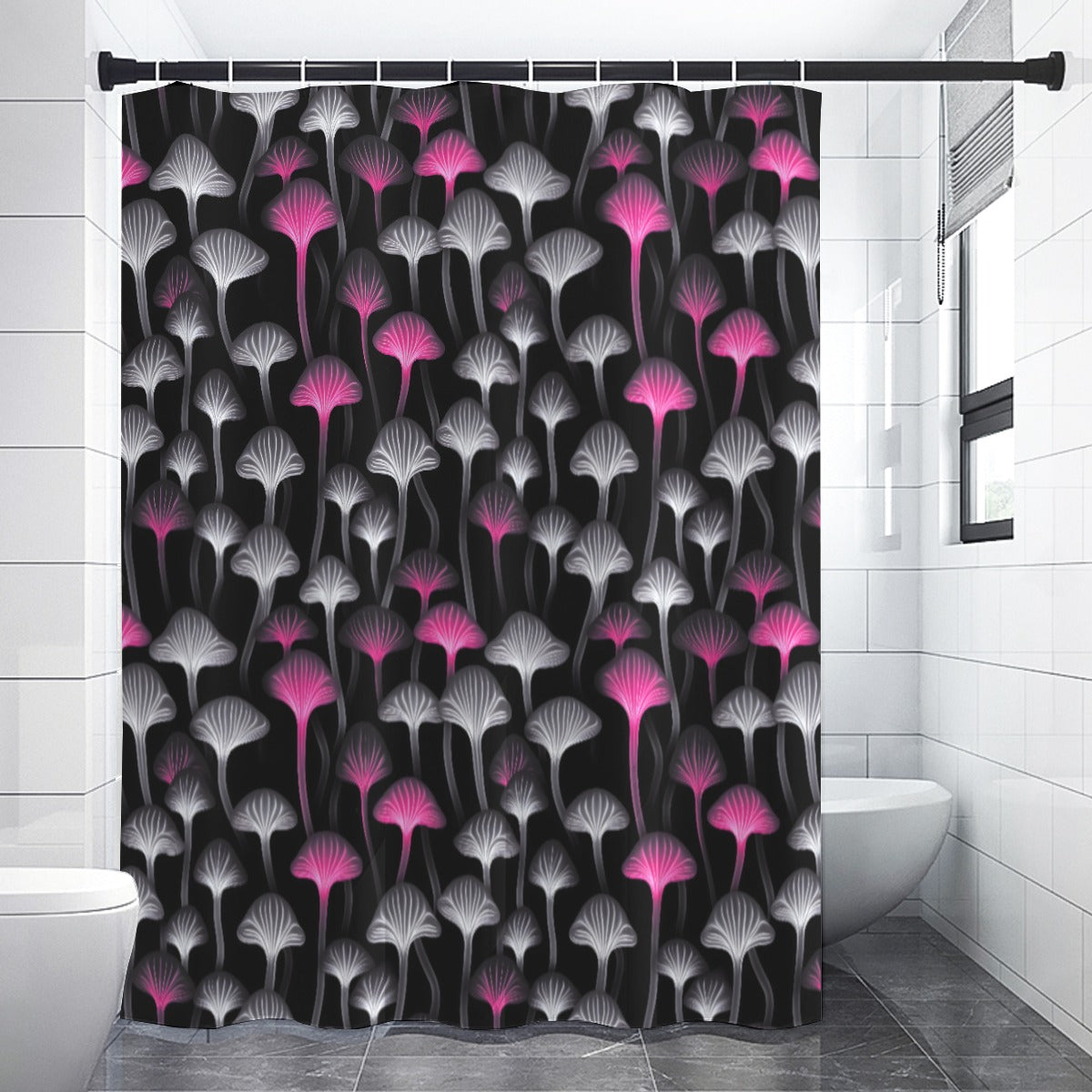 Black Trip Shower Curtain