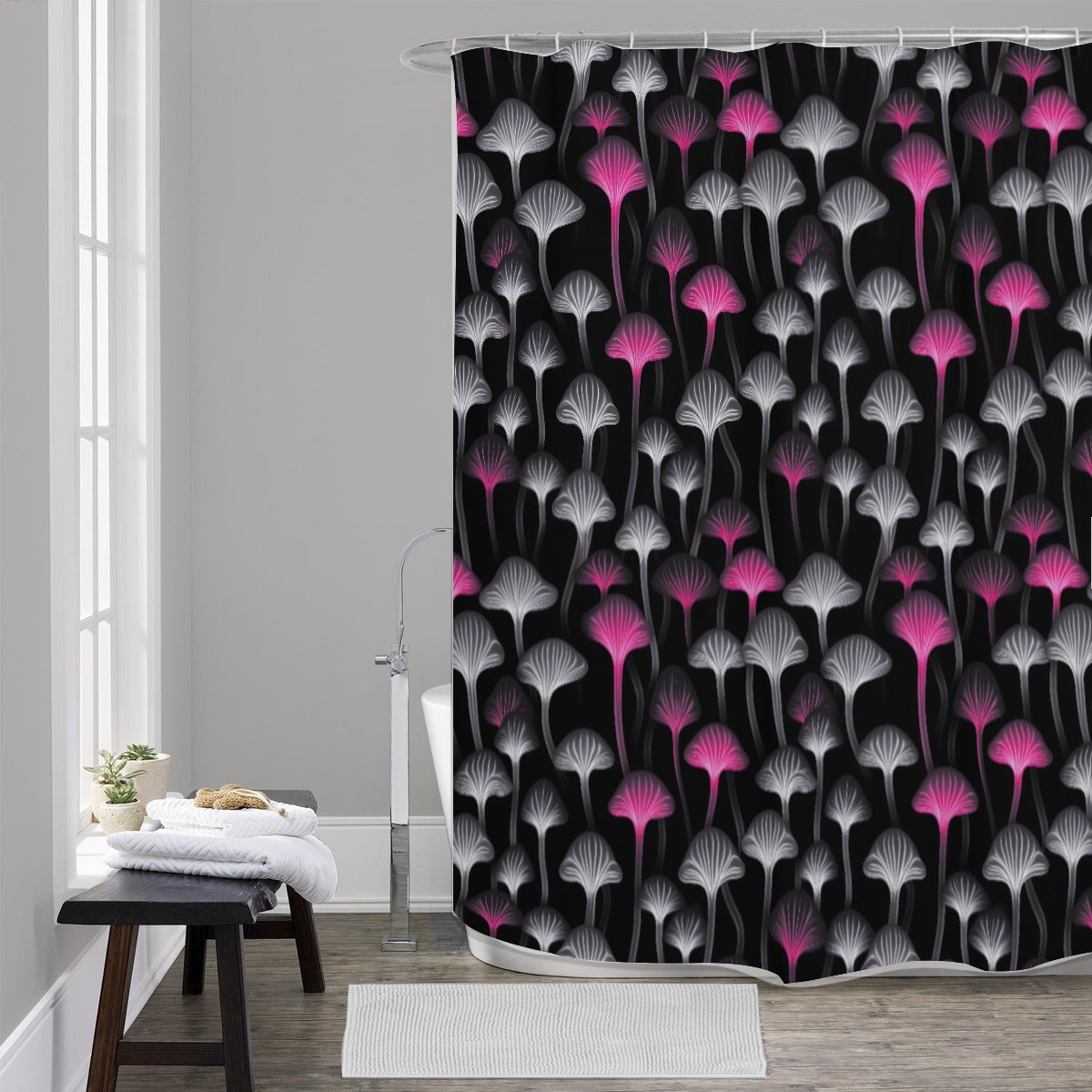 Black Trip Shower Curtain