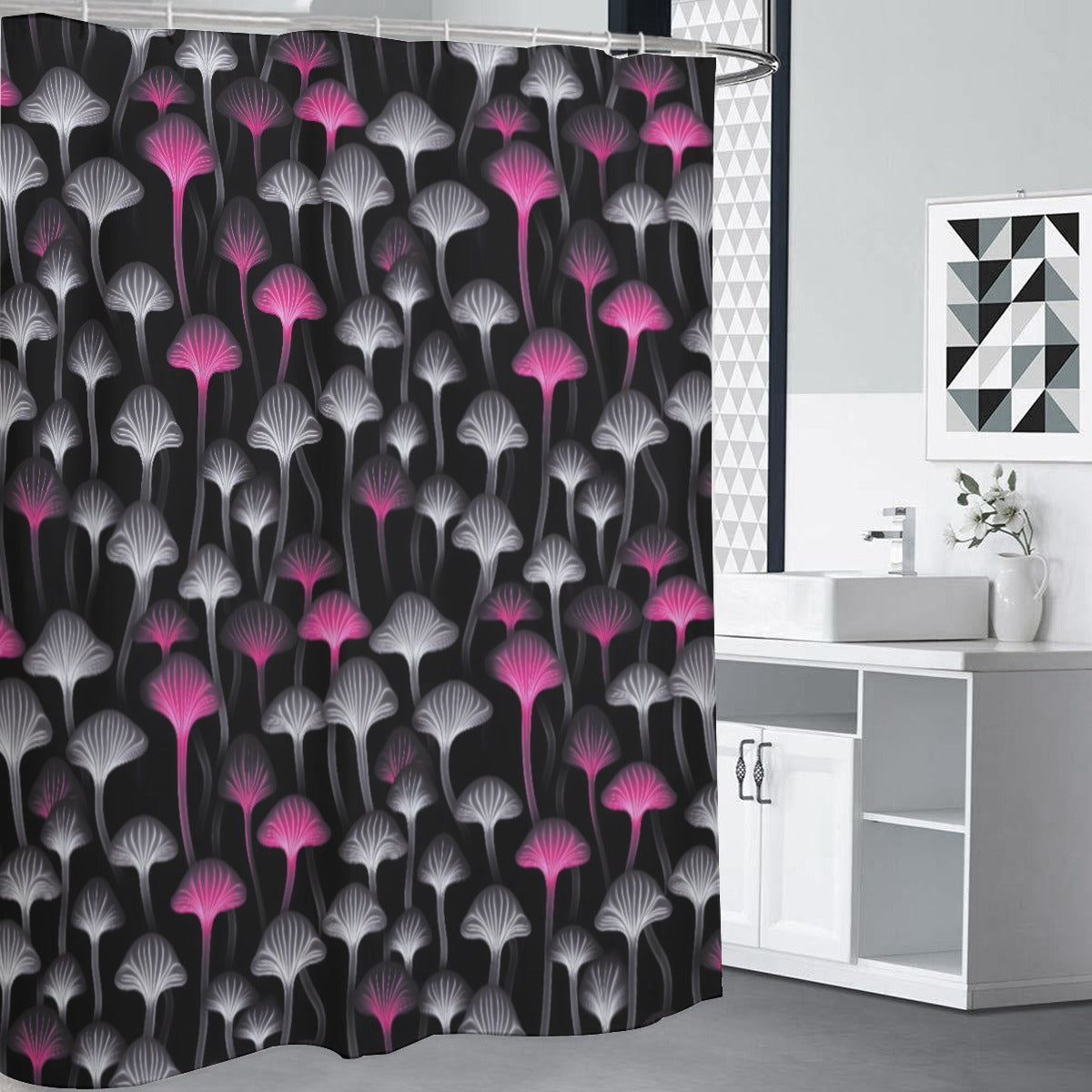 Black Trip Shower Curtain