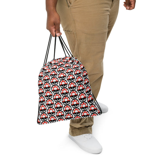 Red Shroomate Drawstring Bag