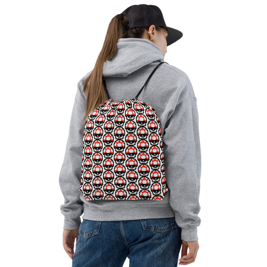 Red Shroomate Drawstring Bag