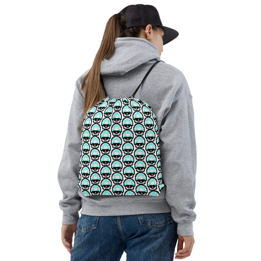Teal Shroomate Drawstring Bag