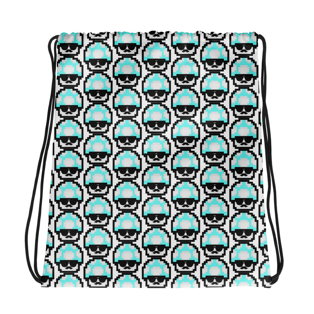 Teal Shroomate Drawstring Bag