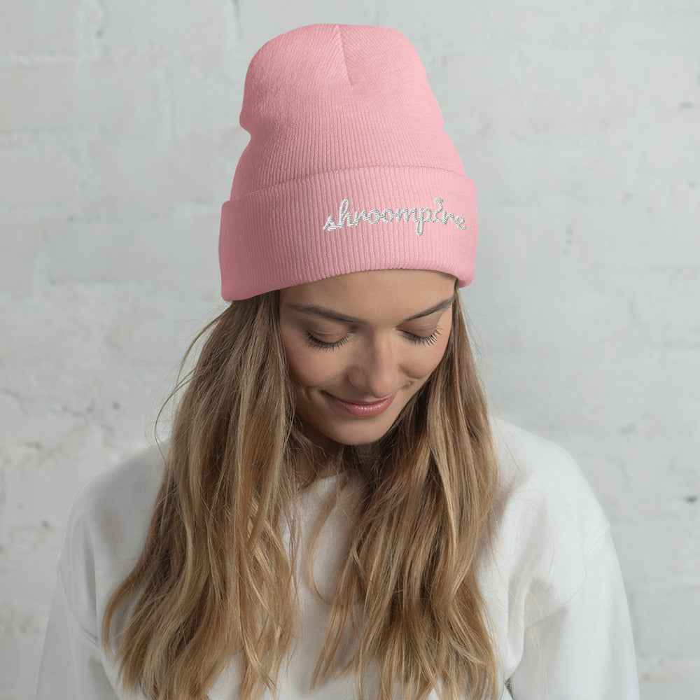 White Shroompire Logo Cuffed Beanie