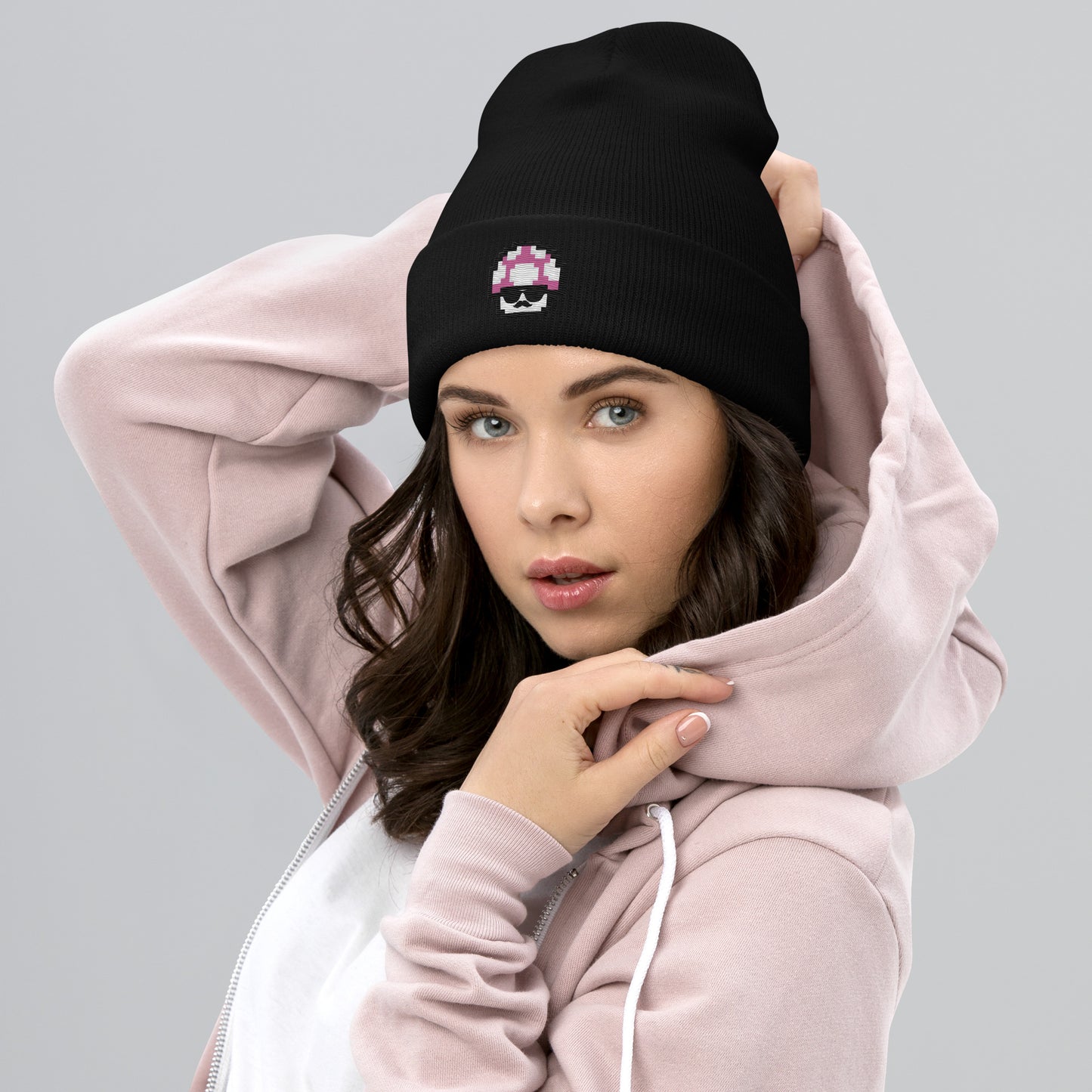 Pink Shroomate Cuffed Beanie