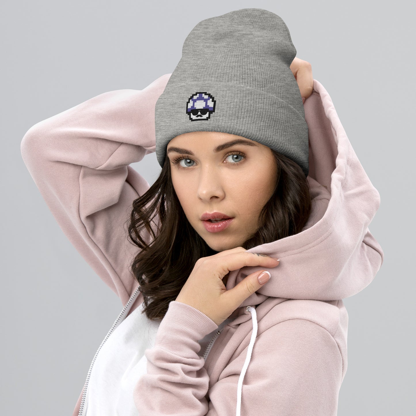 Purple Shroomate Cuffed Beanie