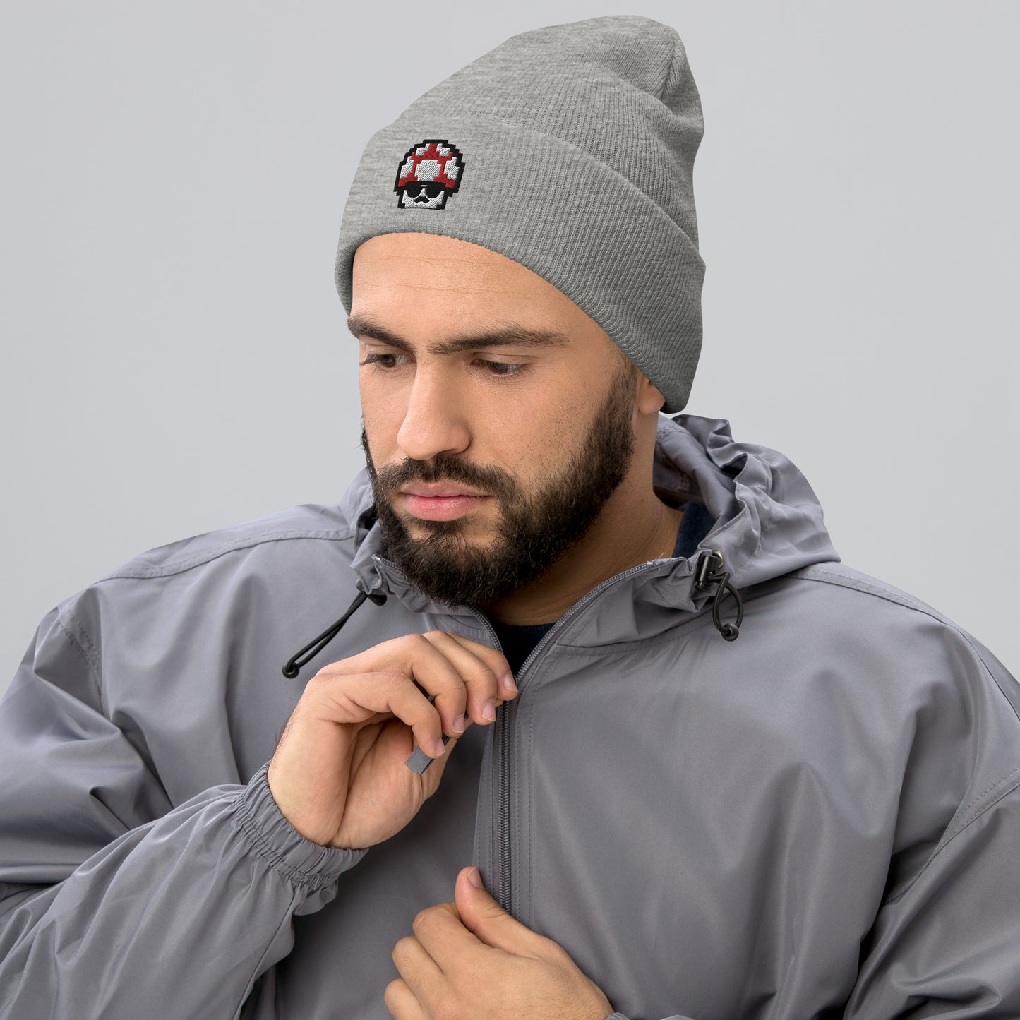 Red Shroomate Cuffed Beanie