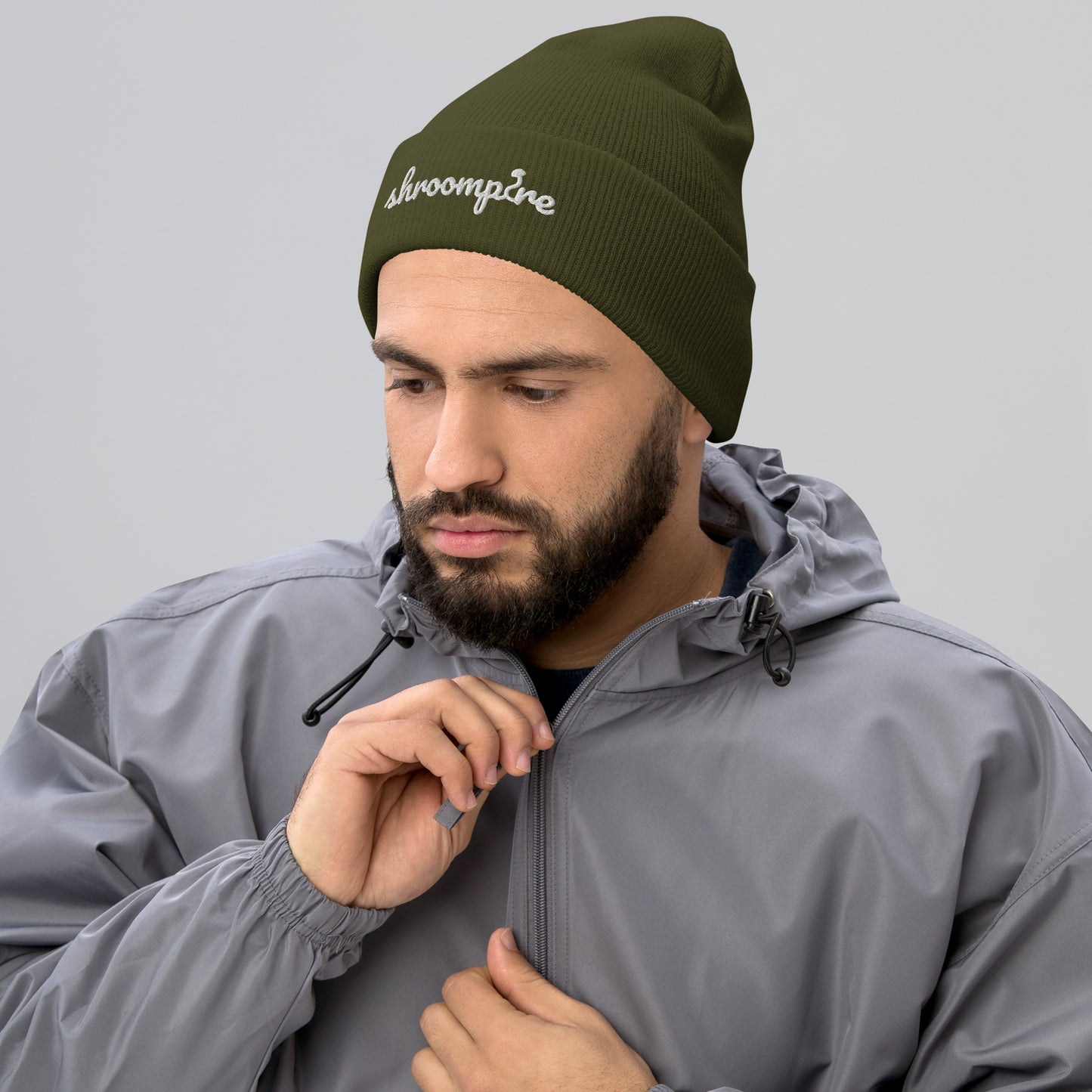 White Shroompire Logo Cuffed Beanie