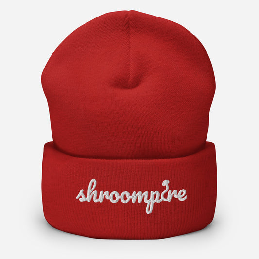 White Shroompire Logo Cuffed Beanie