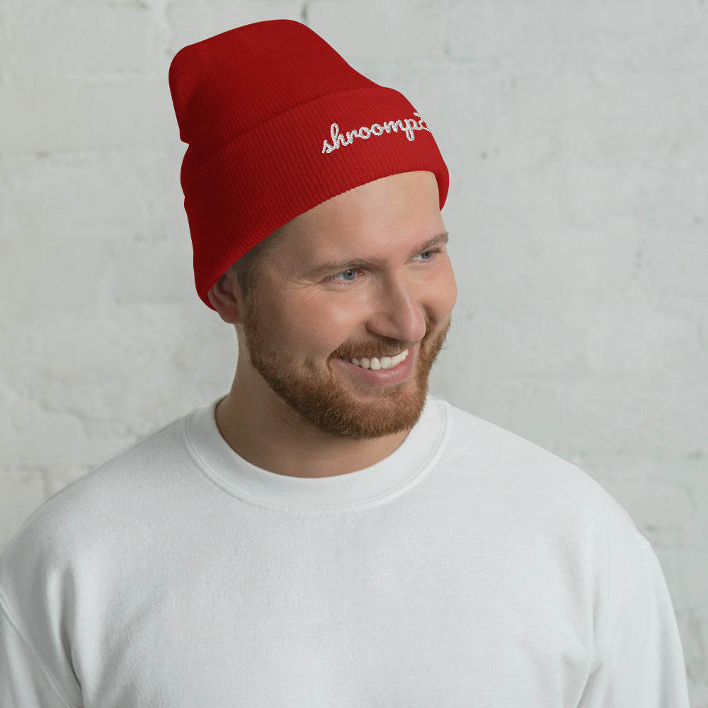 White Shroompire Logo Cuffed Beanie