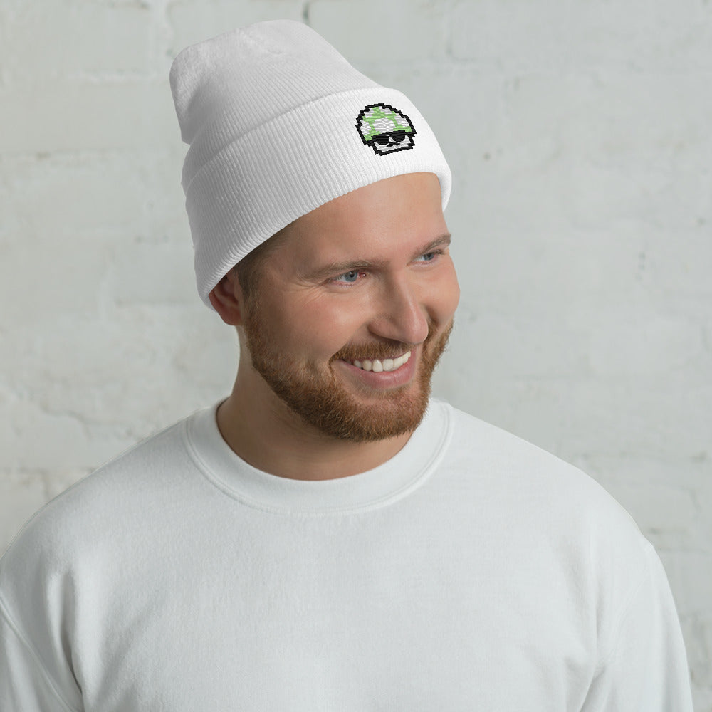 Green Shroomate Cuffed Beanie