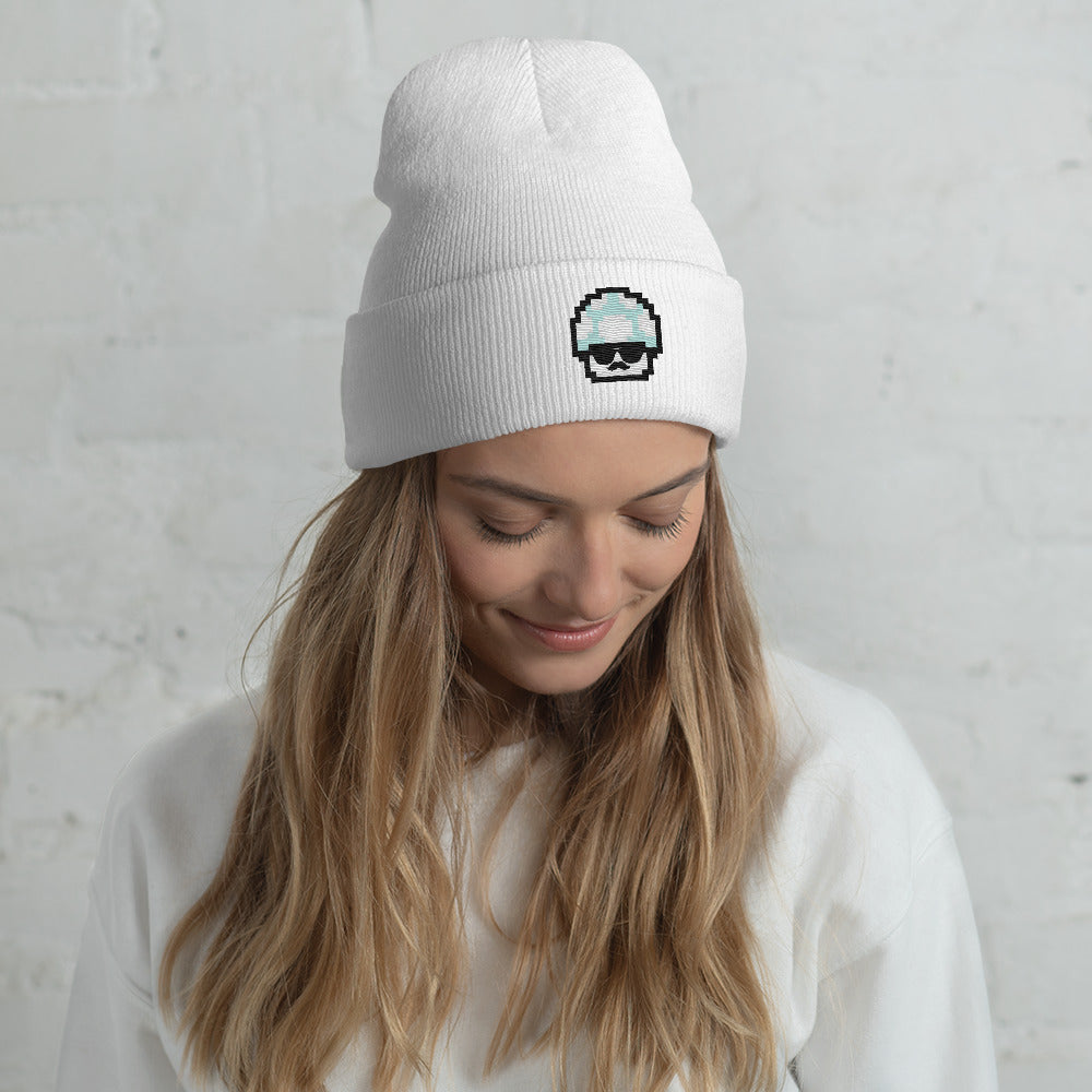 Teal Shroomate Cuffed Beanie