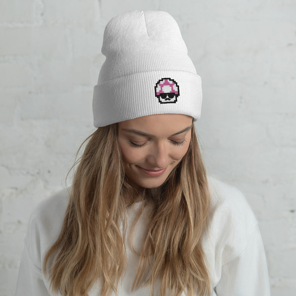 Pink Shroomate Cuffed Beanie